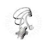 Sterling Silver Pierceless Right Only Turtle Cubic Zirconia Wave E