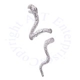 Sterling Silver Pierceless Left Open Mouthed Snake Ear Cuff