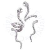 Sterling Silver Pierceless Left And Right Open Mouthed Snake Ear Cuff