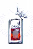 Sterling Silver Tall Glass Amber Cubic Zirconia Tropical Drink Pendant