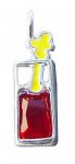 Sterling Silve Tall Glass Red Cubic Zirconia Bloody Mary Pendant
