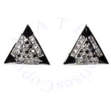 5/8" Triangular Black And Clear CZ Men's Post Earrings
