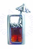 Sterling Silver Amber Cubic Zirconia Tropical Drink Pin