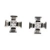 1/2" Silver Maltese Cross Clear Cubic Zirconia Post Men's Earrings