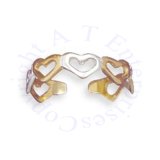 14kt Gold Plated Cut Out Hearts Adjustable Toe Ring