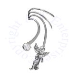 Left Only Long Wave Pierceless Angel And Cubic Zirconia Ear Cuffs