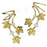 Left And Right Gold Vermeil Pierceless Maple Leaves Ear Cuffs
