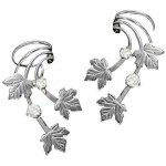 Left And Right Pierceless Maple Leaves Ear Cuffs