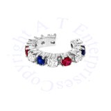 Pierceless Left Or Right Red White Blue Cubic Zirconia Tennis Band Ea