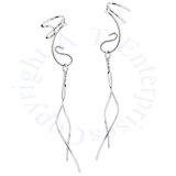Left And Right Dangling Flat Wire Ear Cuff Set