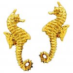 Gold Vermeil Left And Right Ocean Sea Horse Ear Cuff Set