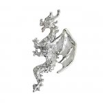 Left Only Sterling Silver Pierceless Flying Horned Dragon Ear Cuff