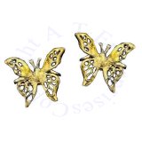 Left And Right Gold Vermeil Pierceless 3D Open Butterfly Ear Cuff