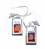 Sterling Silver Amber Cubic ZirconiaTropical Drink Cocktail Earrings