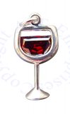 Sterling Silver Cubic Zirconia Glass Of Red Wine Charm