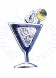 Sterling Silver Clear Cubic Zirconia Martini Beverage Charm