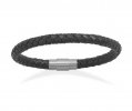 Men's 8.5" Stainless Steel Black Leather Braided Bracelet