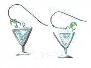 Sterling Silver Clear Cubic Zirconia Martini Glass Earrings