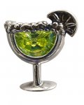 Sterling Silver Margarita Glass Pin With Salted Edge And Lime