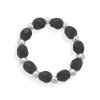 Sterling Silver And Black Glass Beaded Adjustable Stretch Toe Ring
