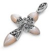 Religious Cross Round Pointed Arm Mother Of Pearl And Filigree Pendant