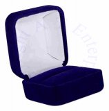 Small Square Deluxe Blue Velvet Over Metal Ring Jewelry Gift Box