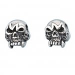 10mm Sterling Silver Upper Skull Face Post Men's Earrings