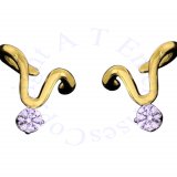 Gold Vermeil Wishbone Shaped Round Cubic Zirconia Ear Cuff Wrap Set