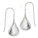 Large Etched Firm Wire Thread Teardrop Earrings