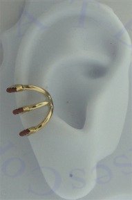 Left Or Right Sterling Silver Three Coral Row Band Ear Cuff - Click Image to Close