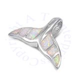 Whale Fluke Tail Pendant With Synthetic Pearlized Opal Fins