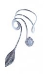 Sterling Silver Pierceless Right Only Ear Cuff Wrap Earring With Clear