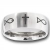 Stainless Steel Unisex Christian Cross And Icthus Fish Symbol Ring