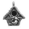Sterling Silver 3D Bird House With Snall Bird In Front Charm