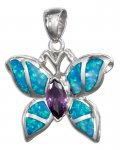 Imitation Blue Opal Butterfly Pendant
