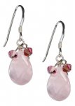 Faceted Pink Rose Quartz Teardrop Earrings Pink Austrian Crystals