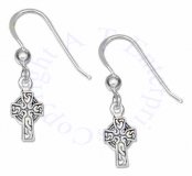 1/4" Antiqued Celtic Cross Bead Dangle Earrings