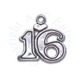 Number SIXTEEN With A Heart Charm