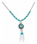 Turquoise Heishi Bead Eagle Choker Necklace