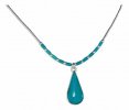 Turquoise Heishi Beads Teardrop Pendant Choker Necklace