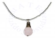 Liquid Silver Choker Necklace Pink Rose Quartz Pendant