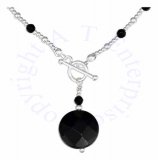 Black Onyx Pendant Beaded Black Onyx Toggle Choker Necklace