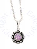 Box Chain Necklace Imitation Pink Opal Flower Concho