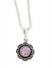 Box Chain Necklace Imitation Pink Opal Flower Concho