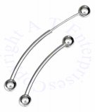 1 3/4" Curved Barbell Illusion Earrings Pins 6mm Ball Ends