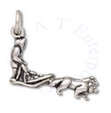 3D Basket Toboggan Dog Sled Charm With Driver And Two Dogs