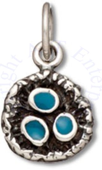 3D Blue Enamel Eggs In Nest Charm - Click Image to Close
