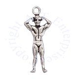 3D Body Builder Muscle Man Flexing Arms Up Charm