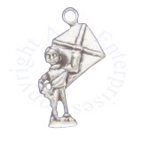 3D Boy Holding Kite And Tail Charm