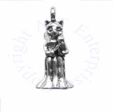 3D Cat Angle Charm Holding A Harp